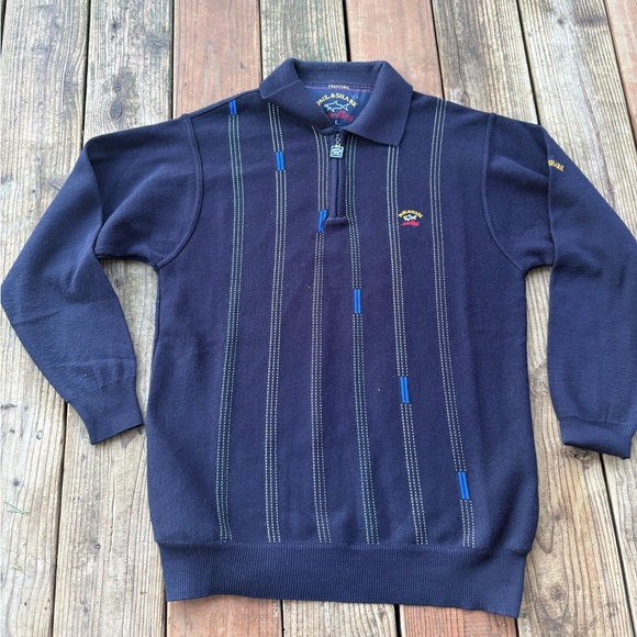 Paul & Shark Yachting Pure New Wool Navy Quarter zip sweater